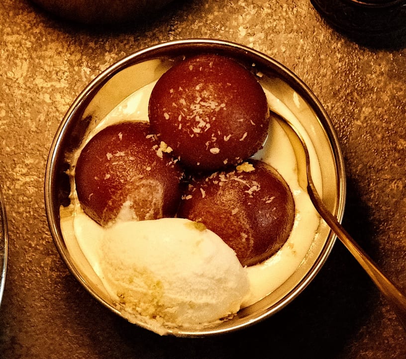Gulab Jamun with Ice Cream.